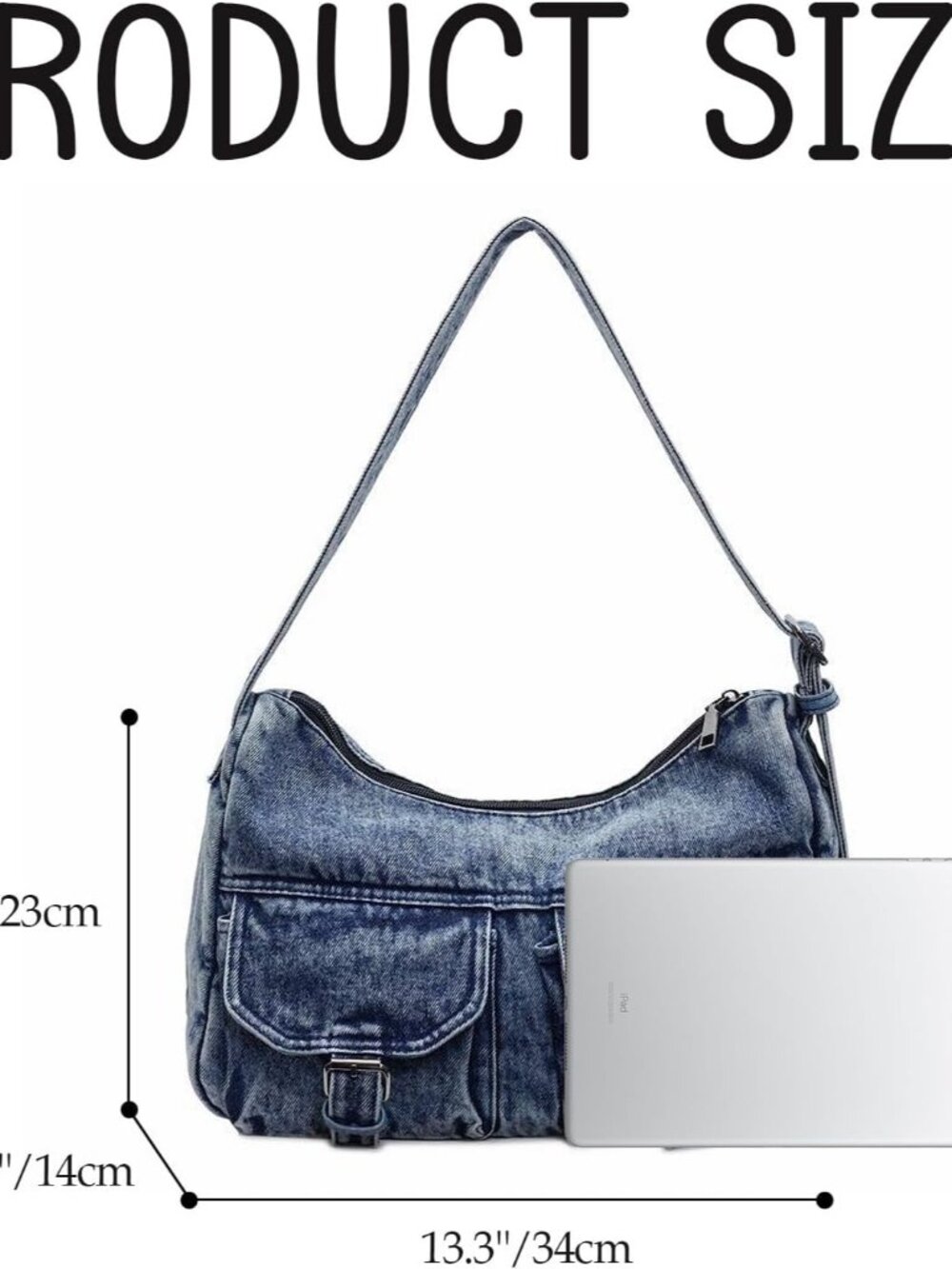 Denim Shoulder Bag Canvas Messenger Bag for Women Men Retro Tote Bag Y2K Aesthet - Picture 3 of 6